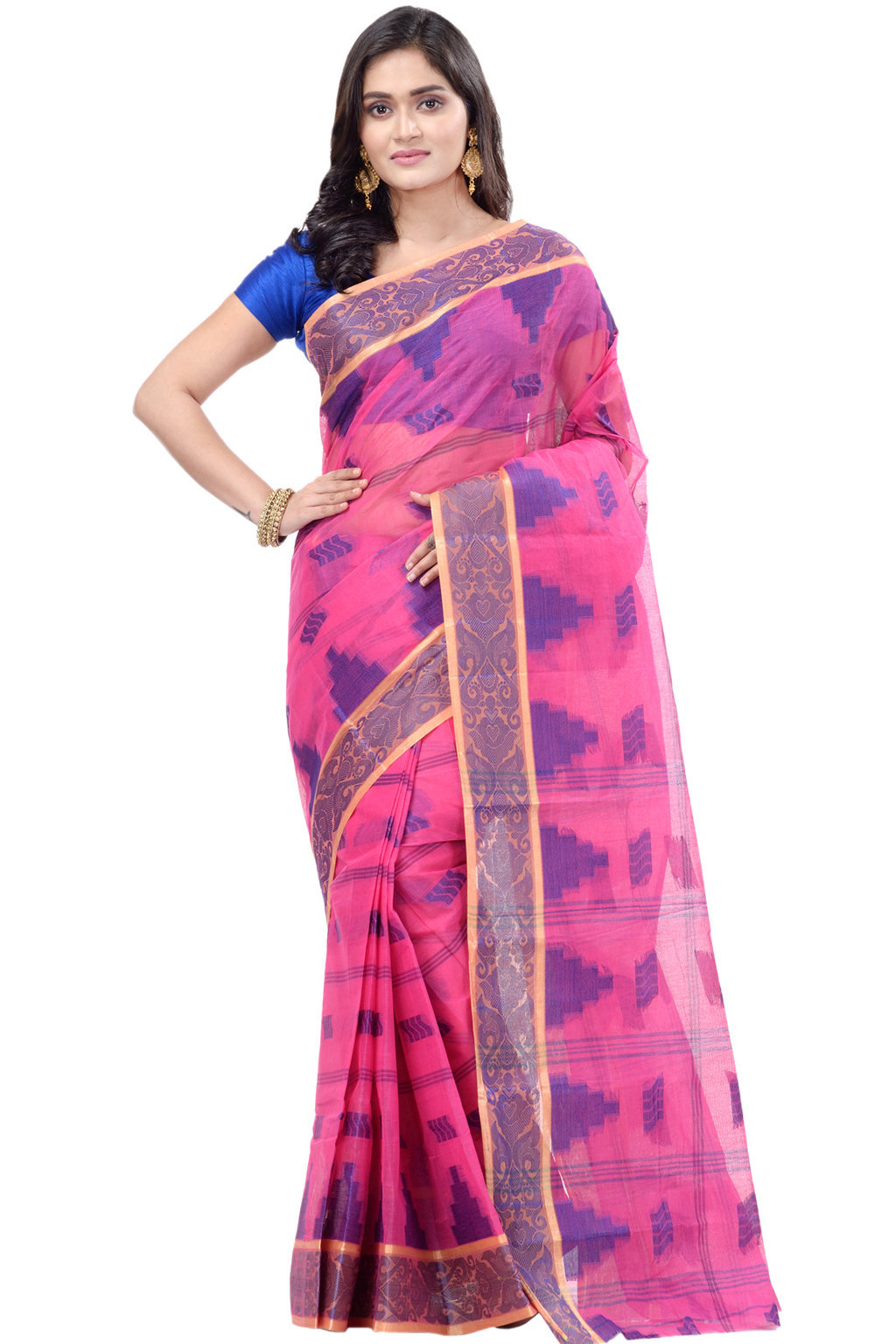 Pink Pure Cotton Kamala Desiging Tant Saree (224)